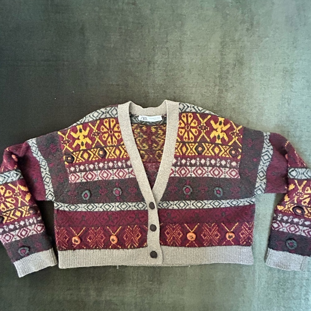 Zara Patterned cropped Cardigan